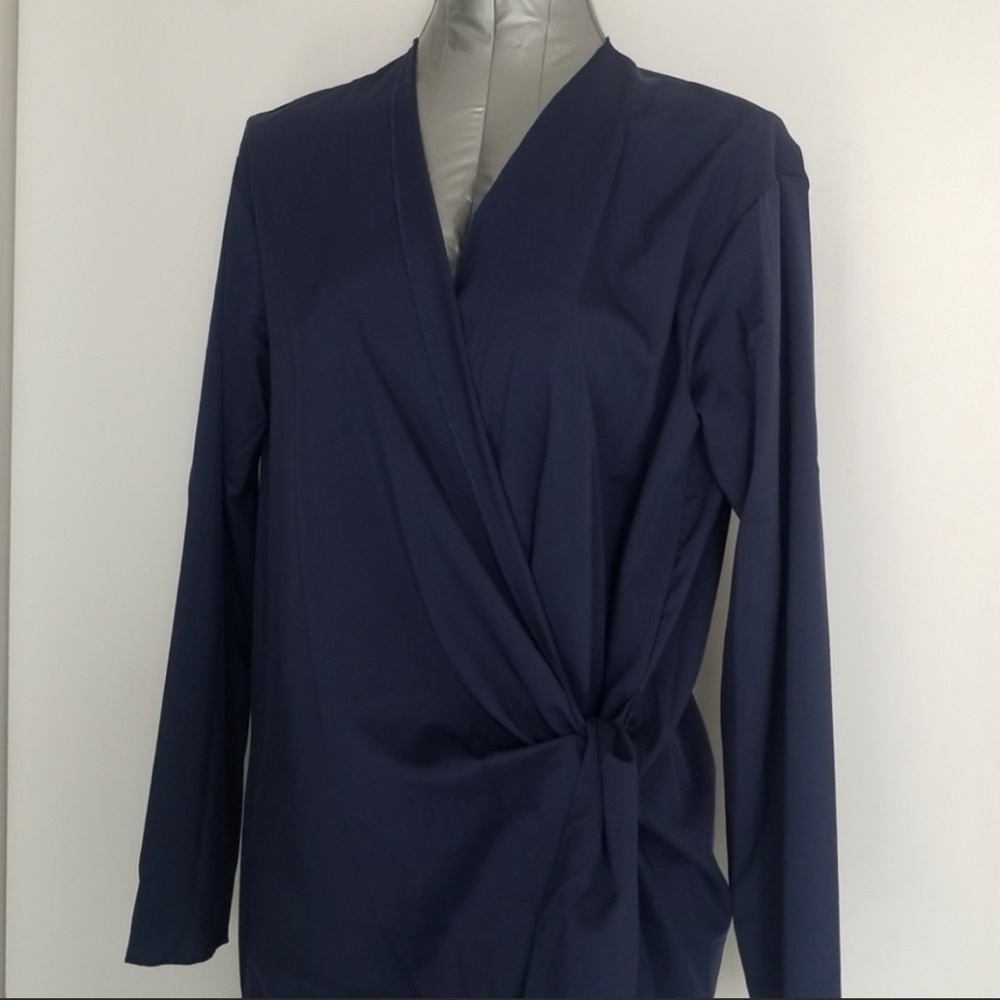 Navy Blue Long Wrap Light Weight V neck Cardigan Sweater